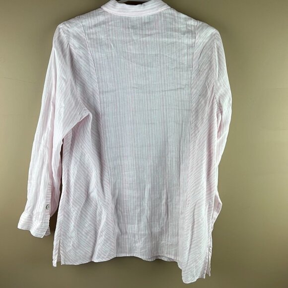 J. Jill  Pink Pinstripe Love Linen Button Up - Picture 7 of 9